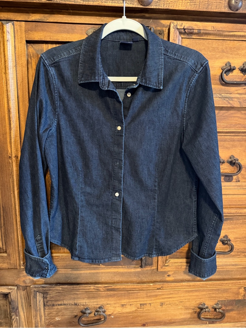 GAP Dark Blue Denim Button-Down Shirt - Women